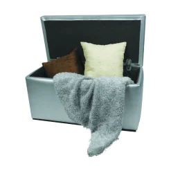 Pouf > Dmora Pouf contenitore imbottito in ecopelle 90x45x45h cm - Felicita Argento
