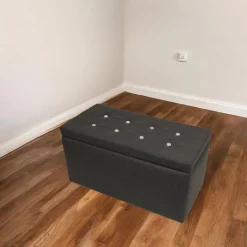 Pouf contenitore porta oggetti in ecopelle 90x45x45h cm grigio - Felicita