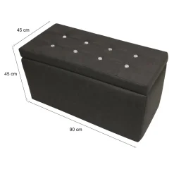 Pouf contenitore porta oggetti in ecopelle 90x45x45h cm grigio - Felicita