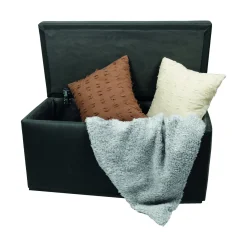 Pouf contenitore porta oggetti in ecopelle 90x45x45h cm grigio - Felicita