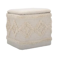 Pouf > Dmora Pouf contenitore quadrato in tessuto 40x40x40h cm - Jarrar Bianco