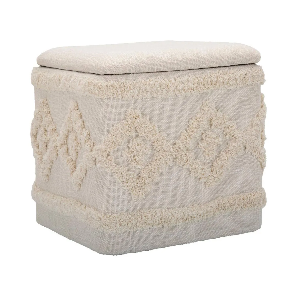 Pouf > Dmora Pouf contenitore quadrato in tessuto 40x40x40h cm - Jarrar Bianco