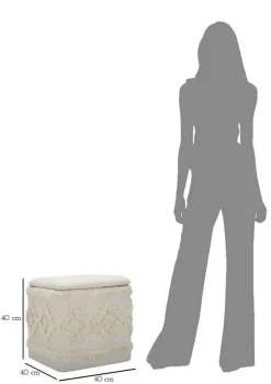 Pouf > Dmora Pouf contenitore quadrato in tessuto 40x40x40h cm - Jarrar Bianco