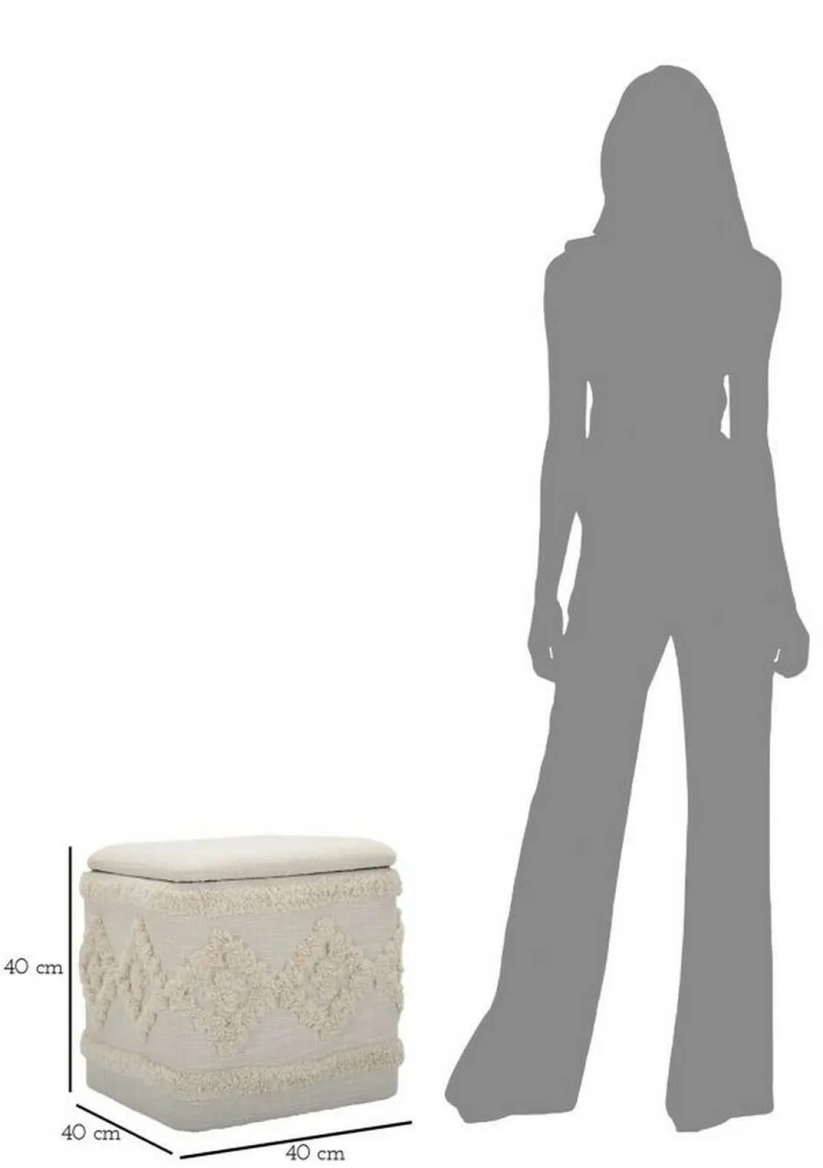 Pouf > Dmora Pouf contenitore quadrato in tessuto 40x40x40h cm - Jarrar Bianco