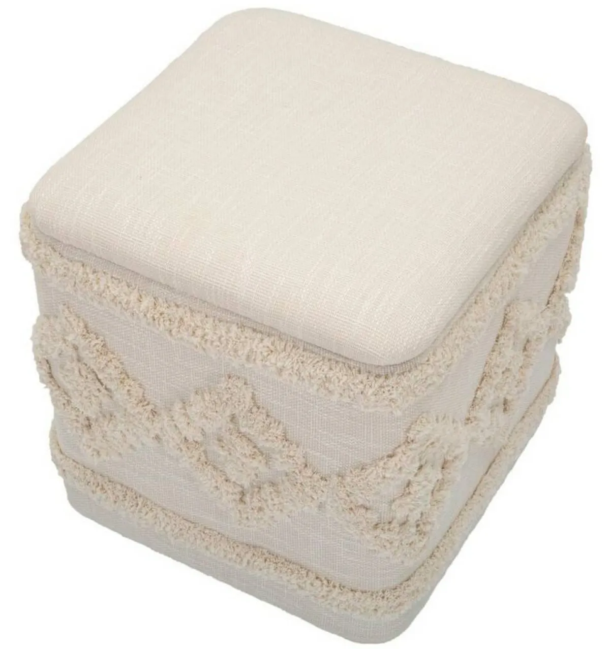 Pouf > Dmora Pouf contenitore quadrato in tessuto 40x40x40h cm - Jarrar Bianco
