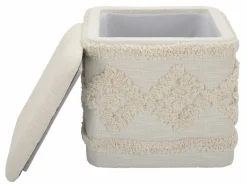 Pouf > Dmora Pouf contenitore quadrato in tessuto 40x40x40h cm - Jarrar Bianco
