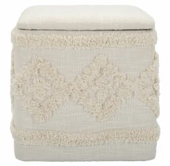 Pouf > Dmora Pouf contenitore quadrato in tessuto 40x40x40h cm - Jarrar Bianco