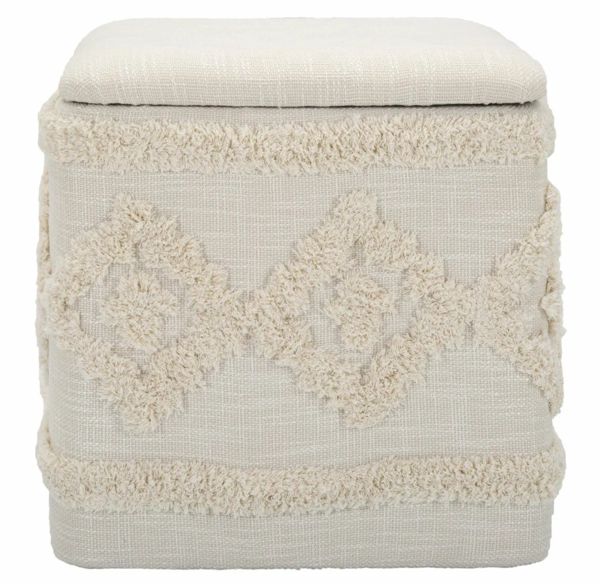Pouf > Dmora Pouf contenitore quadrato in tessuto 40x40x40h cm - Jarrar Bianco