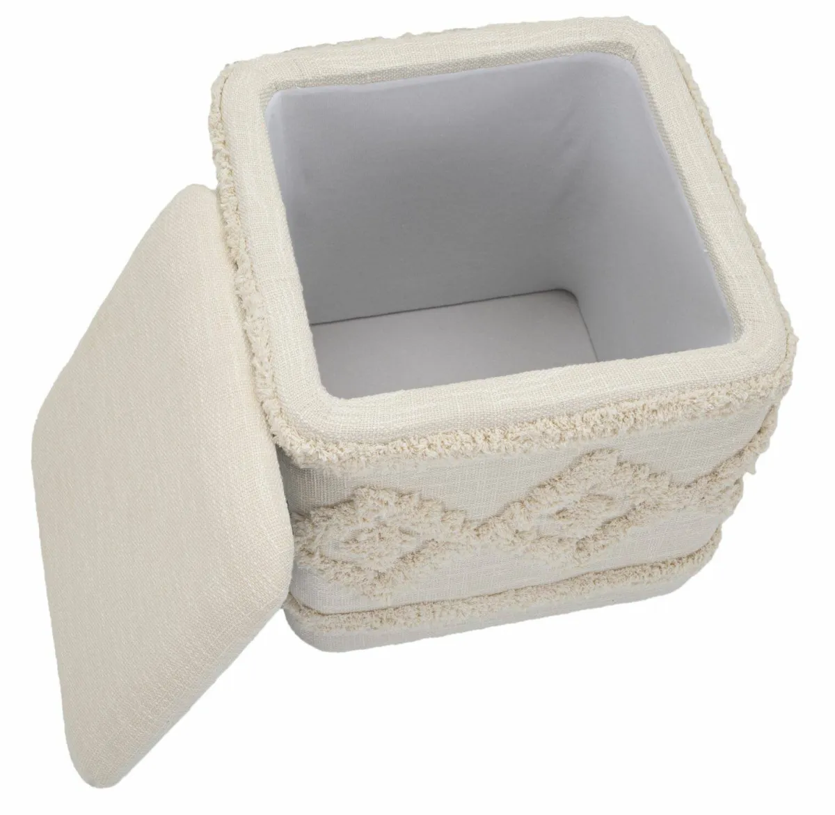 Pouf > Dmora Pouf contenitore quadrato in tessuto 40x40x40h cm - Jarrar Bianco