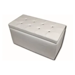 Pouf contenitore rettangolare in ecopelle 90x45x45h cm bianco - Felicita