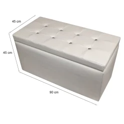 Pouf contenitore rettangolare in ecopelle 90x45x45h cm bianco - Felicita