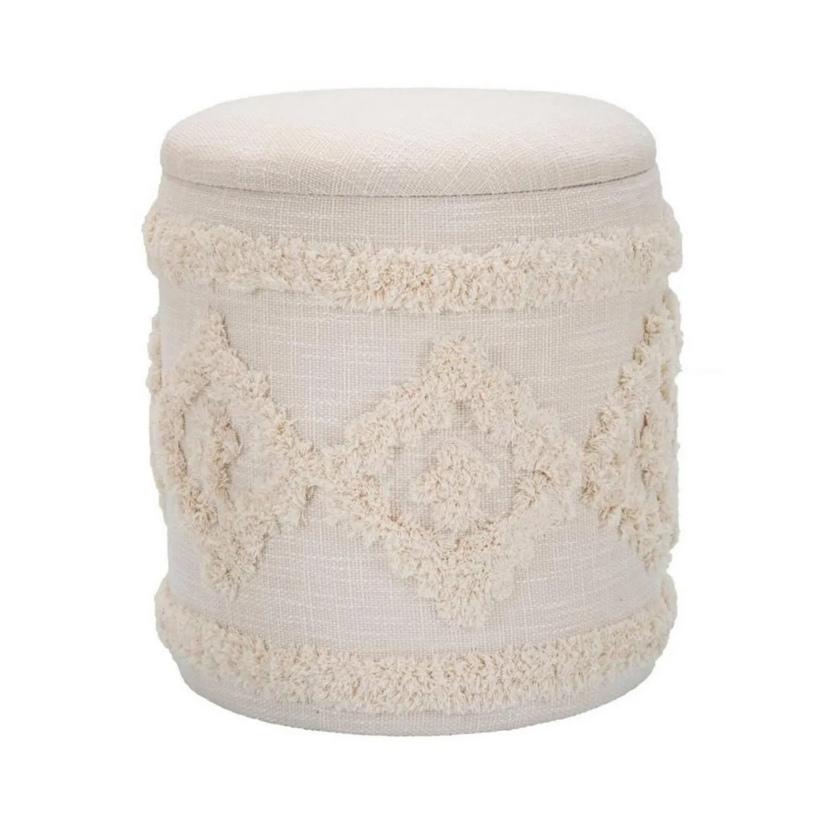 Pouf > Dmora Pouf contenitore rotondo in tessuto 35x35x40h cm - Jarrar Bianco