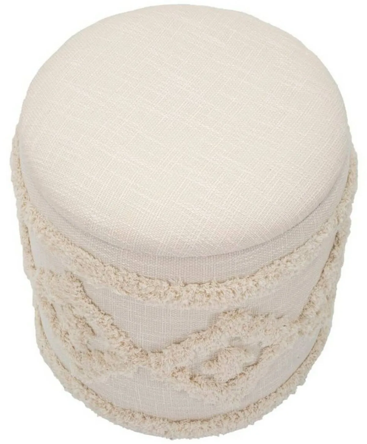 Pouf > Dmora Pouf contenitore rotondo in tessuto 35x35x40h cm - Jarrar Bianco