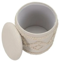Pouf > Dmora Pouf contenitore rotondo in tessuto 35x35x40h cm - Jarrar Bianco