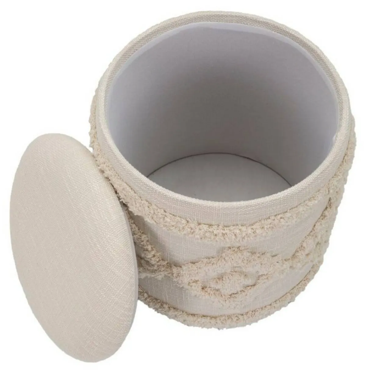 Pouf > Dmora Pouf contenitore rotondo in tessuto 35x35x40h cm - Jarrar Bianco