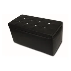 Pouf contenitore salvaspazio in ecopelle 90x45x45h cm nero - Felicita