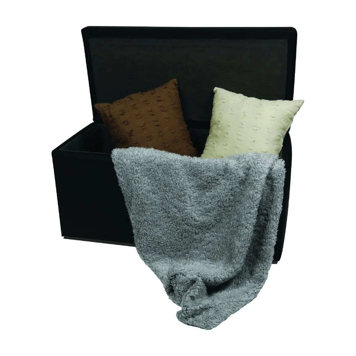 Pouf contenitore salvaspazio in ecopelle 90x45x45h cm nero - Felicita