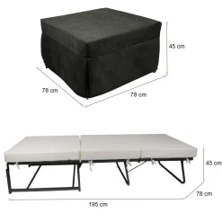 Pouf cubico grigio 78x78x45h cm - letto Arno
