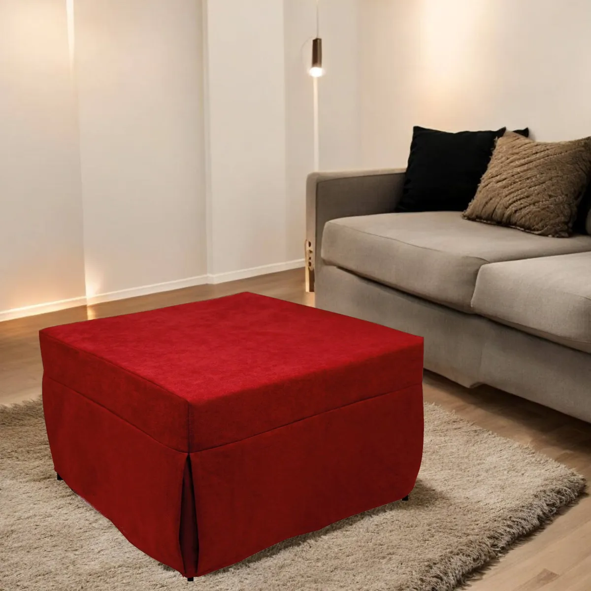 Pouf > Dmora Pouf cubico 78x78x45h cm - letto Arno Rosso