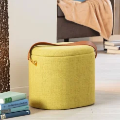 Pouf > Dmora Pouf Materiale Struttura in Tessuto 42x36x30h cm, - Marmi Giallo