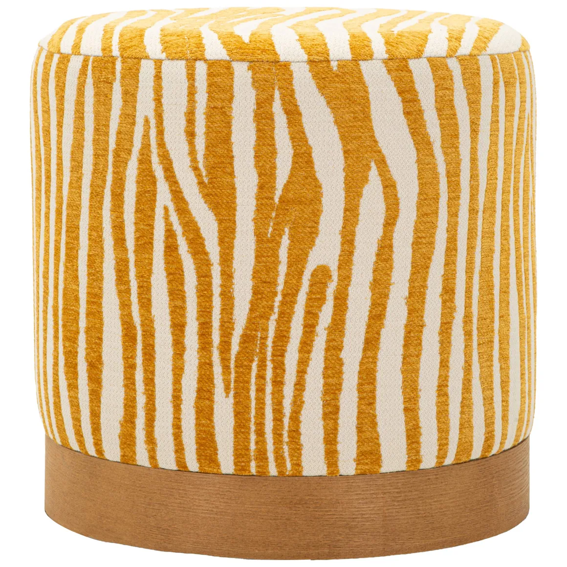 Pouf Giallo Senape oro Effetto Zebrato Forma Rotondo 41x42x41h cm, Colore Struttura oro - Faleli