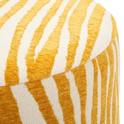 Pouf Giallo Senape oro Effetto Zebrato Forma Rotondo 41x42x41h cm, Colore Struttura oro - Faleli