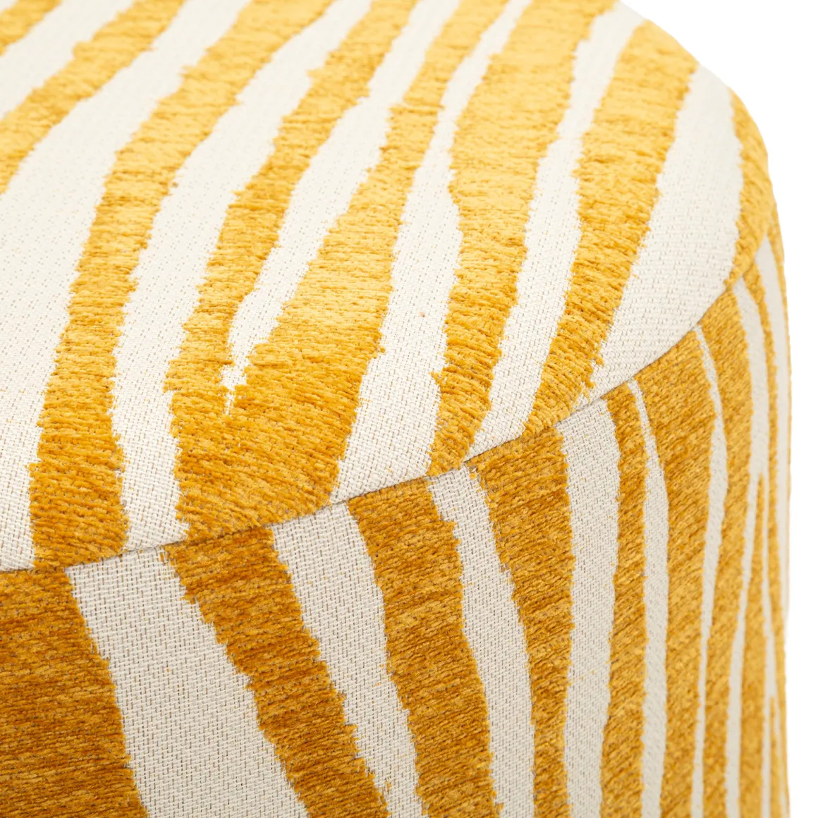 Pouf Giallo Senape oro Effetto Zebrato Forma Rotondo 41x42x41h cm, Colore Struttura oro - Faleli