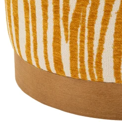 Pouf Giallo Senape oro Effetto Zebrato Forma Rotondo 41x42x41h cm, Colore Struttura oro - Faleli