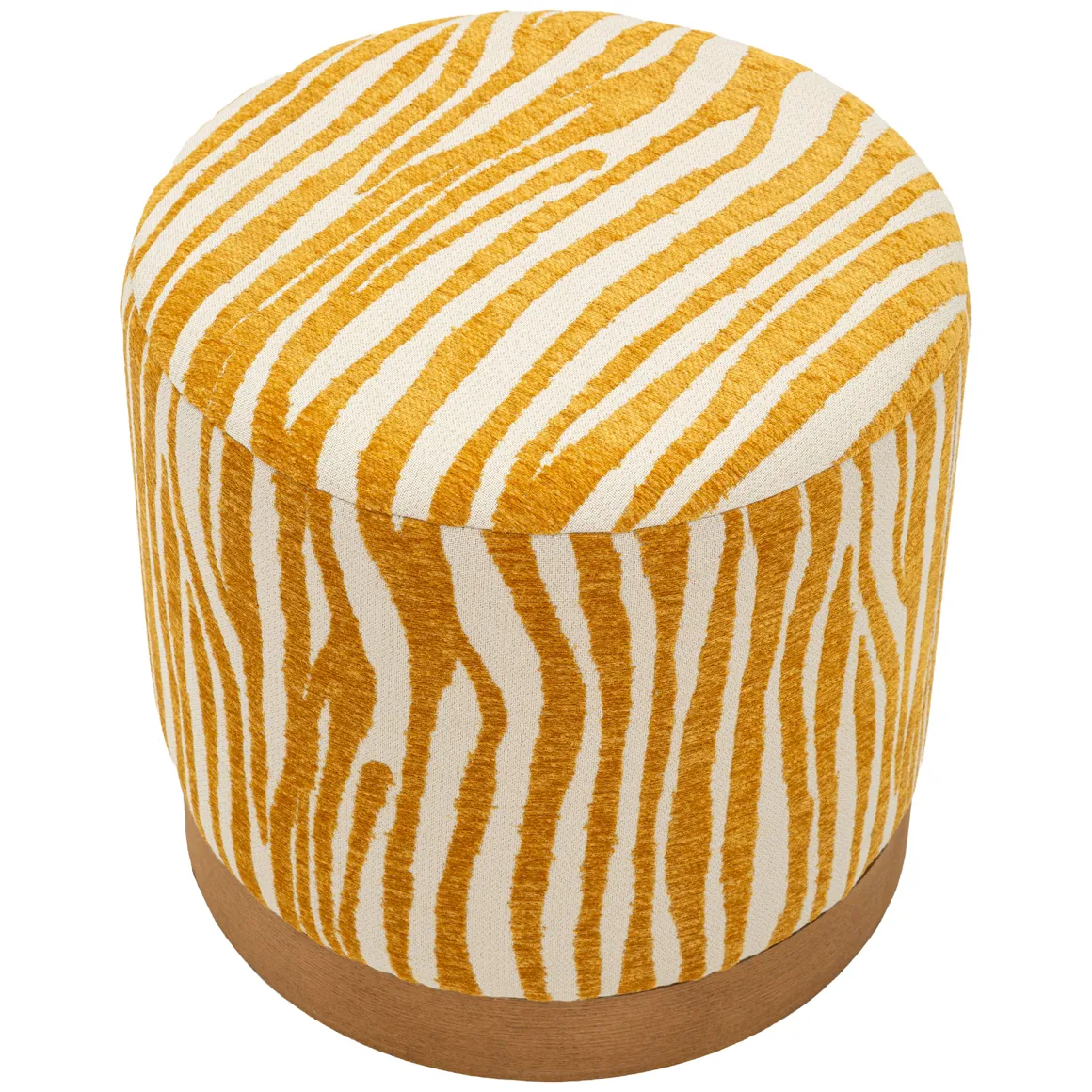Pouf Giallo Senape oro Effetto Zebrato Forma Rotondo 41x42x41h cm, Colore Struttura oro - Faleli