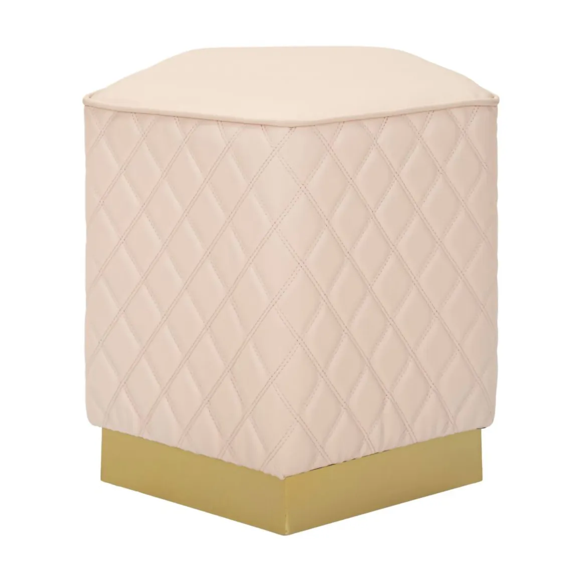 Pouf pentagonale rosa e oro 38x38x38h cm - Suasa