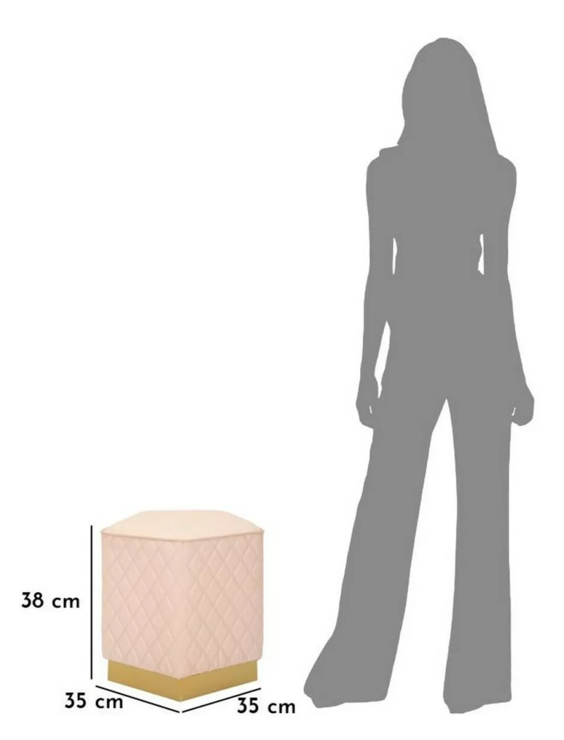 Pouf pentagonale rosa e oro 38x38x38h cm - Suasa