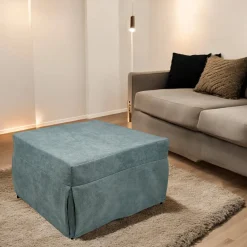 Pouf rettangolare azzurro 78x78x45h cm - letto Arno