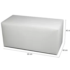 Pouf rettangolare bianco 90x40x42h cm - Bucuresti