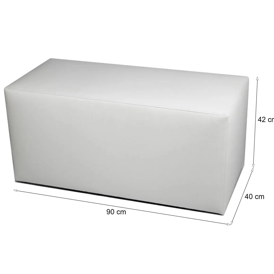 Pouf rettangolare bianco 90x40x42h cm - Bucuresti