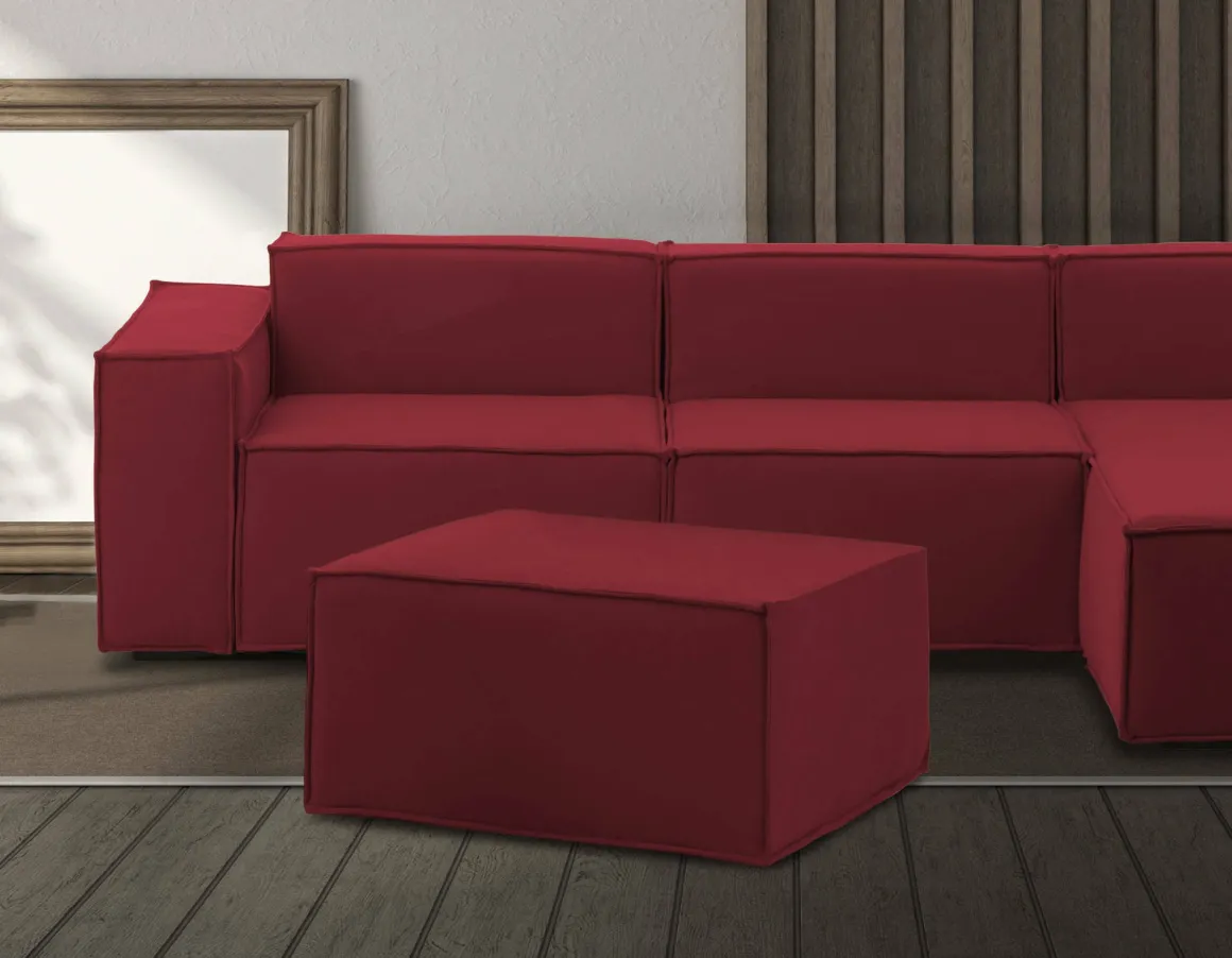 Pouf rettangolare rosso 80x70x43h cm - Avolasca