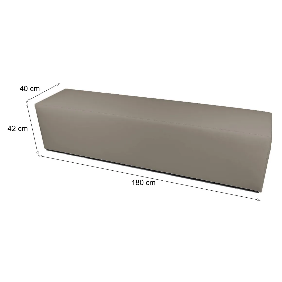 Pouf rettangolare tortora 180x40x42h cm - Apecchio