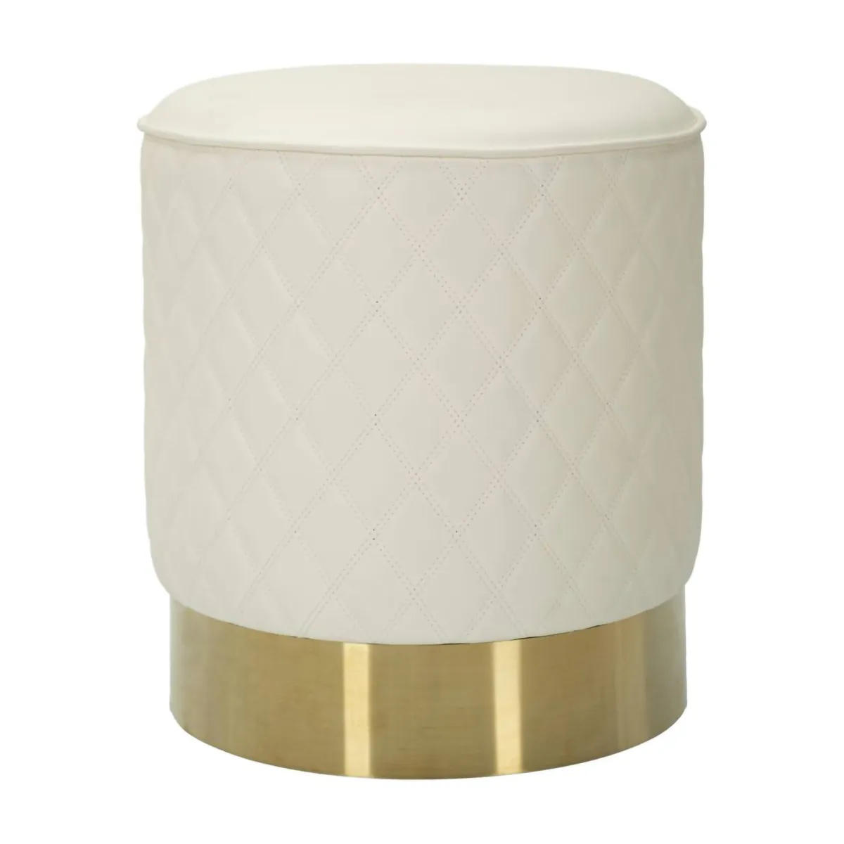 Pouf > Dmora Pouf rotondo bianco e oro 36x36x39h cm - Erro Oro, Bianco