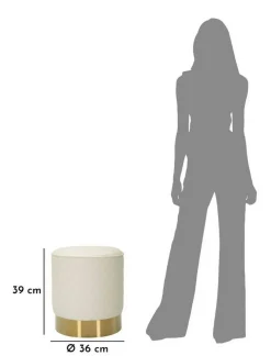 Pouf > Dmora Pouf rotondo bianco e oro 36x36x39h cm - Erro Oro, Bianco