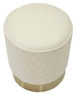 Pouf > Dmora Pouf rotondo bianco e oro 36x36x39h cm - Erro Oro, Bianco