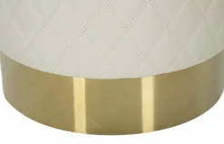 Pouf > Dmora Pouf rotondo bianco e oro 36x36x39h cm - Erro Oro, Bianco