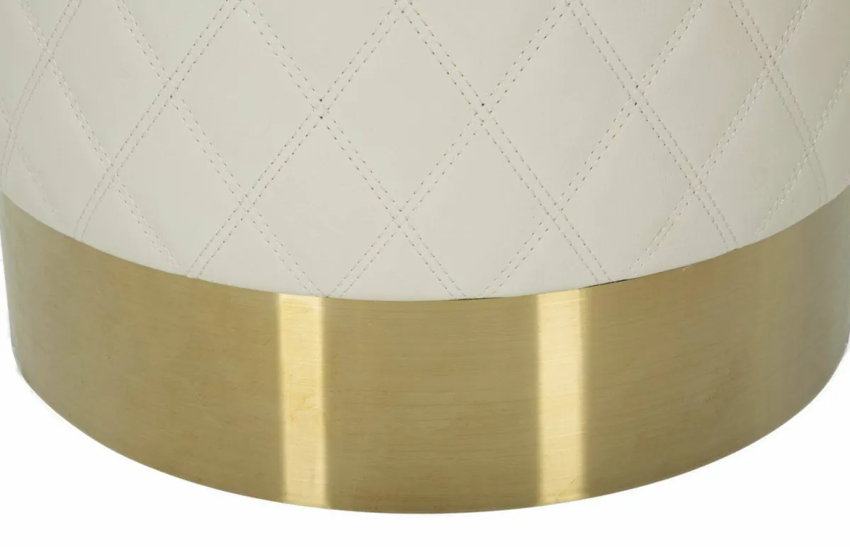 Pouf > Dmora Pouf rotondo bianco e oro 36x36x39h cm - Erro Oro, Bianco