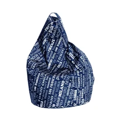 Pouf > Dmora Pouf sacco blu e bianco 80x80x120h cm - Marisa Bianco, Blu
