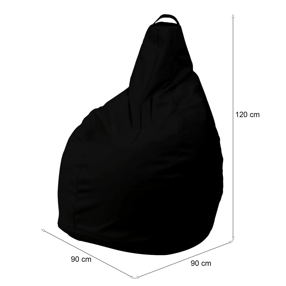 Pouf sacco nero 90x90x120h cm - Agordo