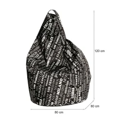 Pouf > Dmora Pouf sacco pop 80x80x120h cm - Marisa Bianco, Nero