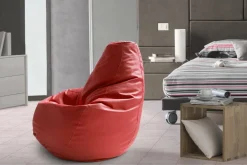 Pouf sacco rosso ecopelle 70x70x110h cm - Asino