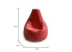 Pouf sacco rosso ecopelle 70x70x110h cm - Asino