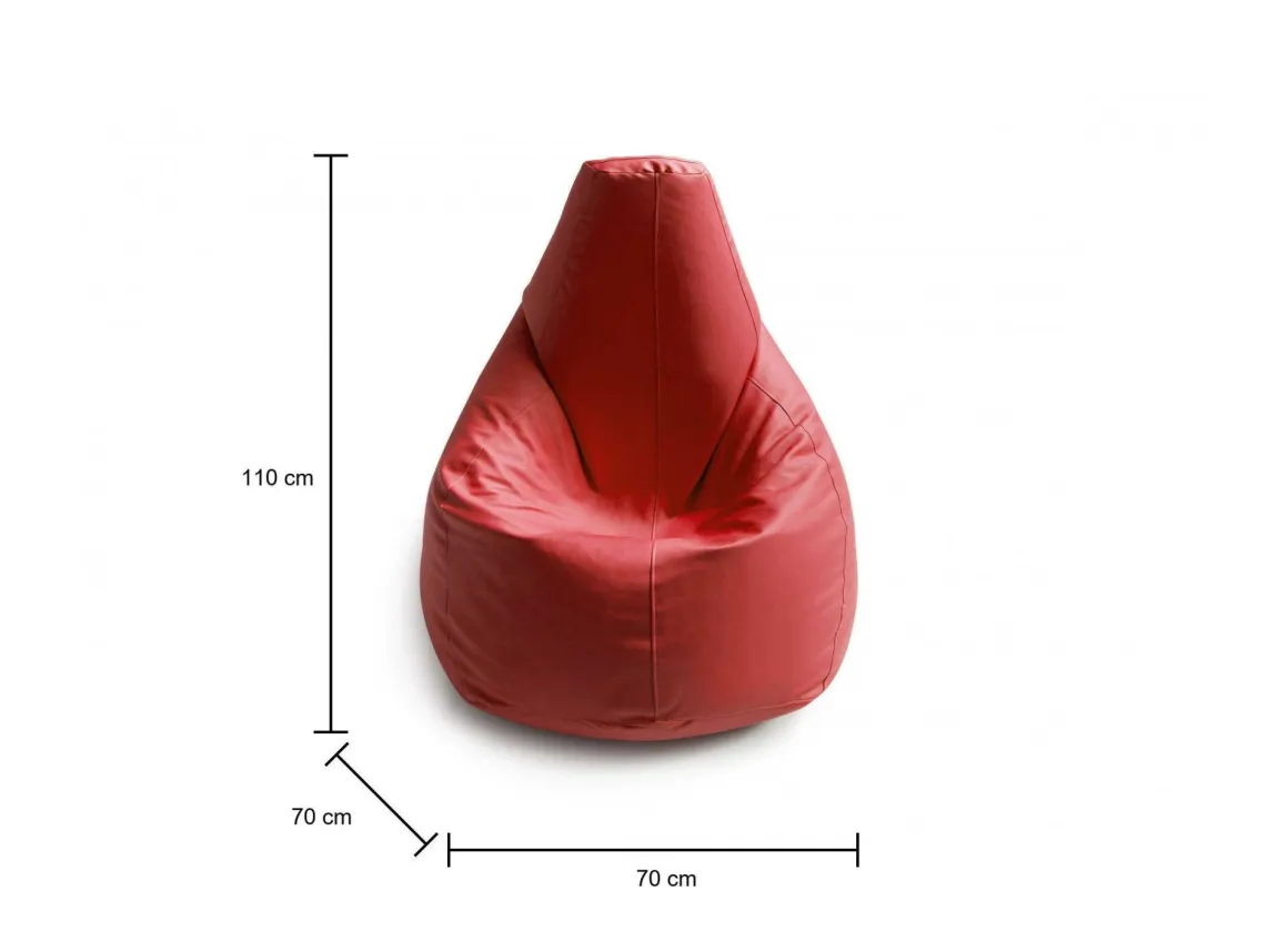 Pouf sacco rosso ecopelle 70x70x110h cm - Asino