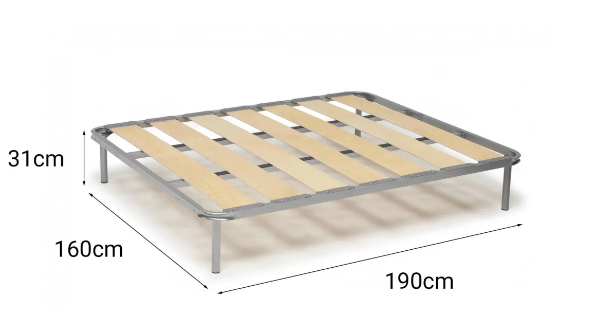 Rete letto matrimoniale Dabatt, 100% Made in Italy, Cm 160x190h31