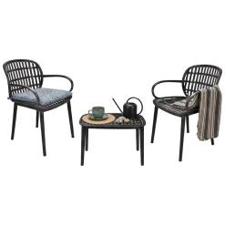 Salotto da balcone design 2 poltrone e tavolino antracite - Kupang