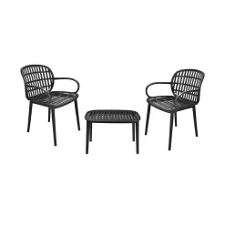 Salotto da balcone design 2 poltrone e tavolino antracite - Kupang